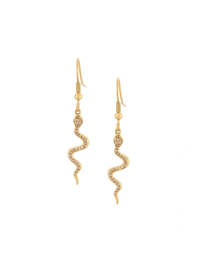 Nialaya Jewelry Crystal Snake Drop Earrings In Gold