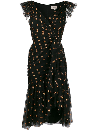 Temperley London Glitter Detail Midi Dress In Black