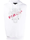 Philipp Plein Sleeveless Tiger Face Hoodie In White