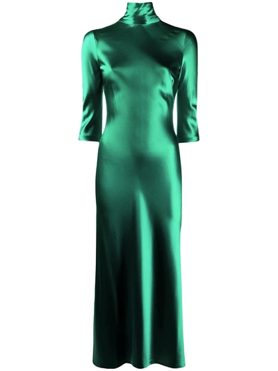 Galvan Margot Silk Dress In Green