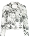 Adam Lippes Tropical Print Cropped Jacket In White