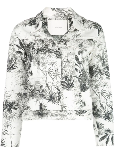 Adam Lippes Tropical Print Cropped Jacket In White