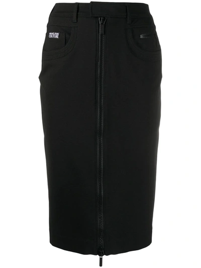 Versace Jeans Couture Denim Pencil Skirt In Black