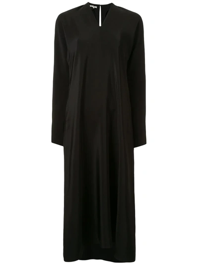 La Collection Benedicte Fluted-sleeve Silk Dress In Black