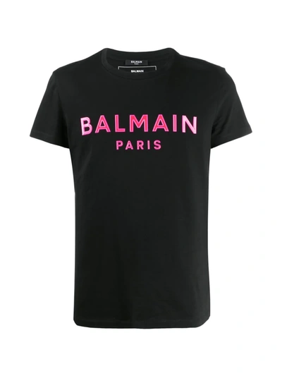 Balmain Logo Print T-shirt In Black