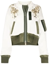 Sacai Sequin Embellished Zipped Jacket In White