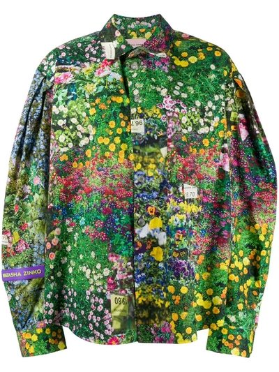 Natasha Zinko Floral Oversized Shirt In Green