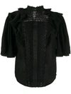 Isabel Marant Lace-insert Short-sleeve Blouse In Black