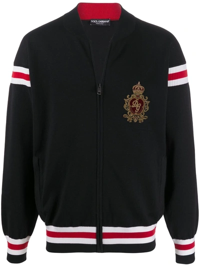 Dolce & Gabbana Varsity Bomber Jacket In Black