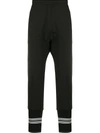 Neil Barrett Double Stripe Ribbed Track Trousers In Black