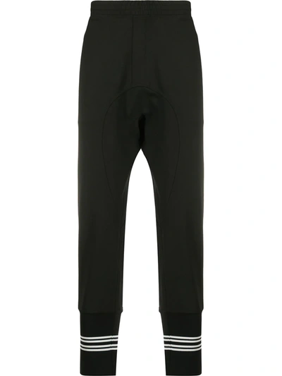 Neil Barrett Double Stripe Ribbed Track Trousers In Black