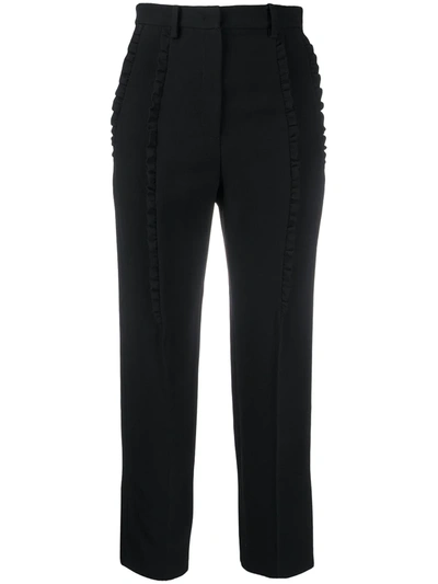 N°21 Frill Trim Cropped Trousers In Black