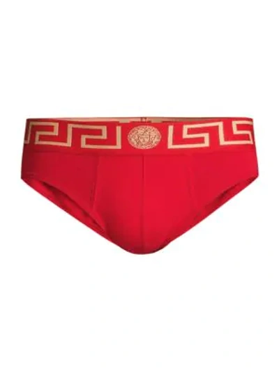 Versace Logo Low-rise Briefs In Red
