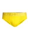 Versace Logo Low-rise Briefs In Yellow