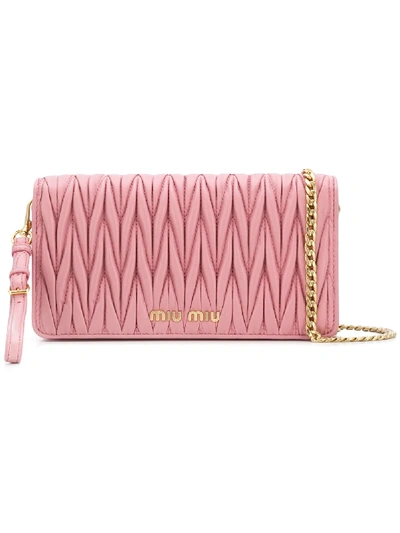 Miu Miu Matelassé Clutch Bag In Pink