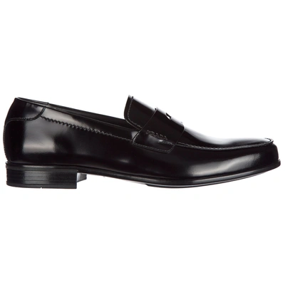 Prada Men's Leather Loafers Moccasins In Black