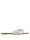 Gianvito Rossi Beaded Multi-strap Flat Thong Sandals In White