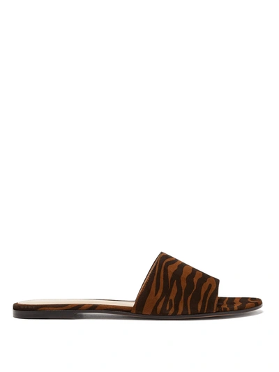Gianvito Rossi Zebra-print Suede Slide Sandals In Black Brown