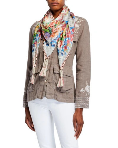 Johnny Was Sina Silk Floral Print Scarf In Multi ModeSens