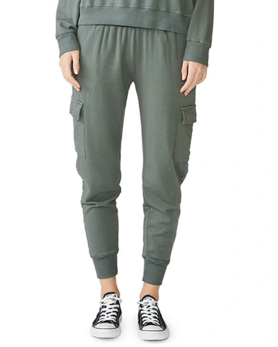 Monrow Cargo Jogger Pants With Front Patch Pockets In Evergreen