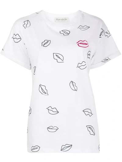 Etre Cecile Lips All Over T-shirt In White