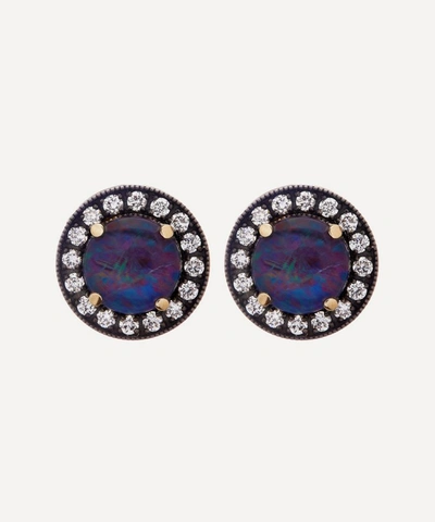 Andrea Fohrman Gold Kat Australian Opal And Diamond Stud Earrings