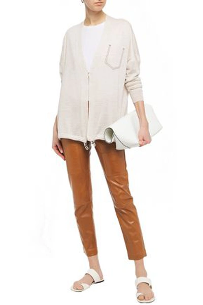 Brunello Cucinelli Cropped Stretch-leather Slim-leg Pants In Light Brown