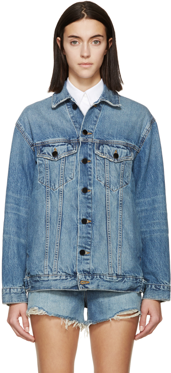 Alexander Wang Indigo Denim Oversized Daze Jacket In 443 Light I | ModeSens