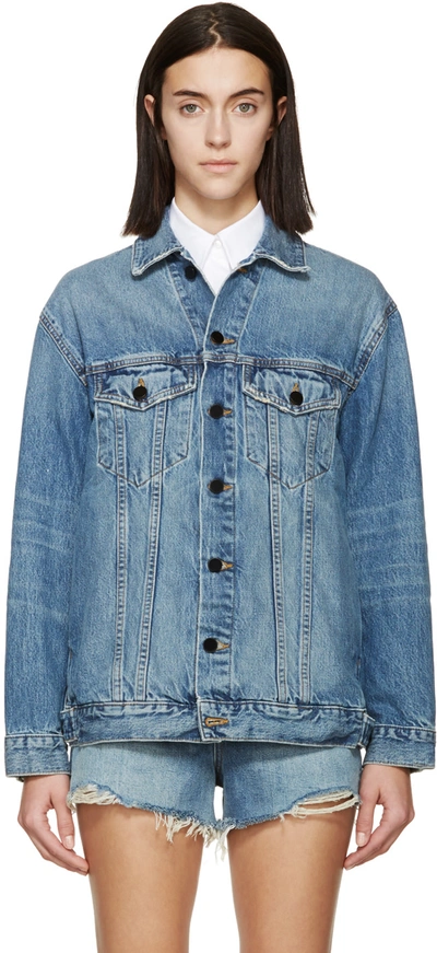 Alexander Wang Indigo Denim Oversized Daze Jacket In Blue