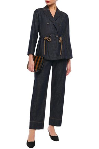 Brunello Cucinelli Faded High-rise Straight-leg Jeans In Dark Denim