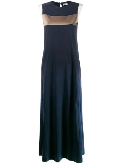 Brunello Cucinelli Bead-embellished Cotton-jersey Maxi Dress In Blue