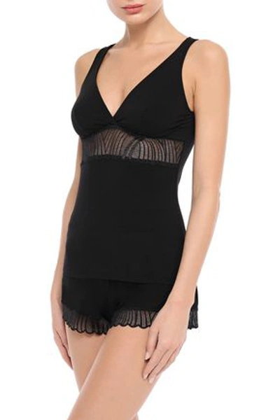 Cosabella Minoa Lace-trimmed Stretch-jersey Tank In Black