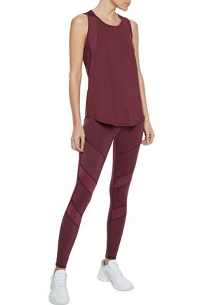 Iris & Ink Paneled Perforated Stretch Leggings In Plum