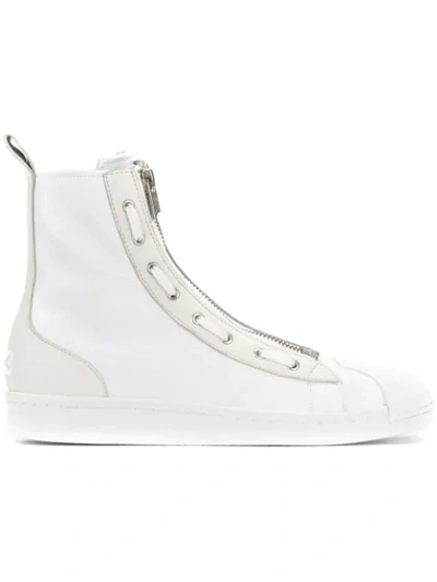 Y-3 Pro Zip White Leather Sneakers