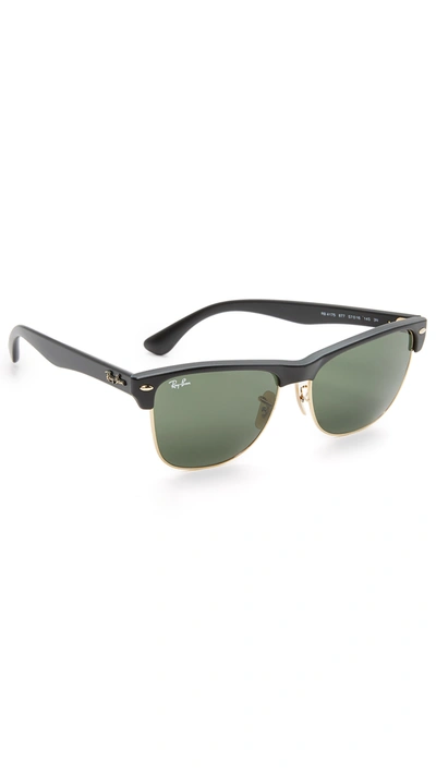 Ray Ban Clubmaster Square-frame Acetate And Gold-tone Sunglasses In Black
