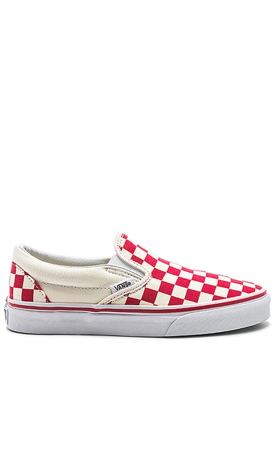 Vans Og Classic Canvas Slip-ons Lx In Racing Red & White