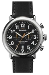 Shinola The Runwell Chrono Leather Strap Watch, 47mm In Black