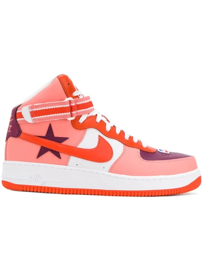 Nike + Riccardo Tisci Air Force 1 Leather High-top Sneakers - Red In Pink