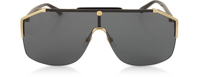 Gucci Sunglasses Gg0291s Rectangular-frame Gold Metal Sunglasses In Black / Grey
