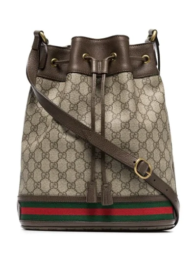 Gucci Gg Supreme Ophidia Shoulder Bag In Brown