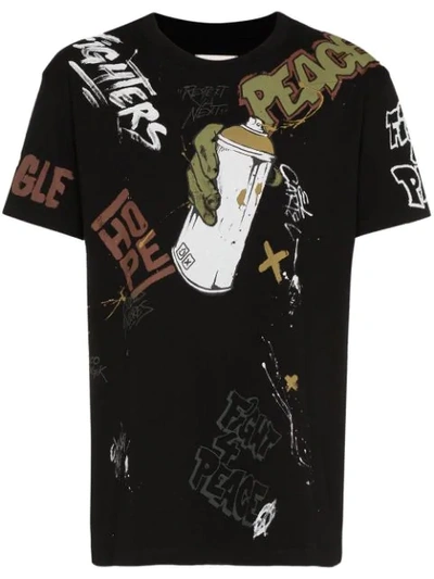 Faith Connexion Hand Painted Cotton Jersey T-shirt In Black