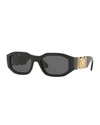 Versace Men's Geometric Propionate Sunglasses In Black/gray