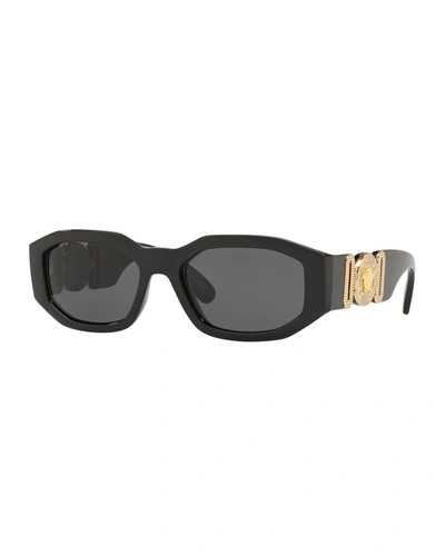 Versace Men's Geometric Propionate Sunglasses In Black