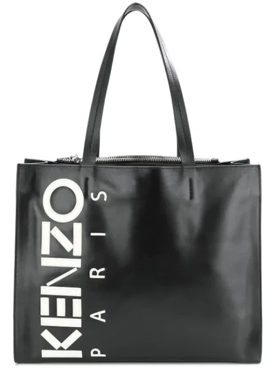 Kenzo Logo Print Tote In Black