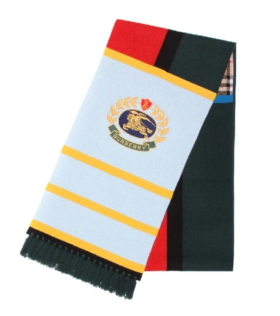 Burberry Men's Football Crest-applique Scarf In Multicoloured