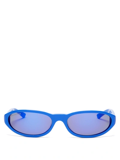 Balenciaga Oval-frame Acetate Sunglasses In Blue