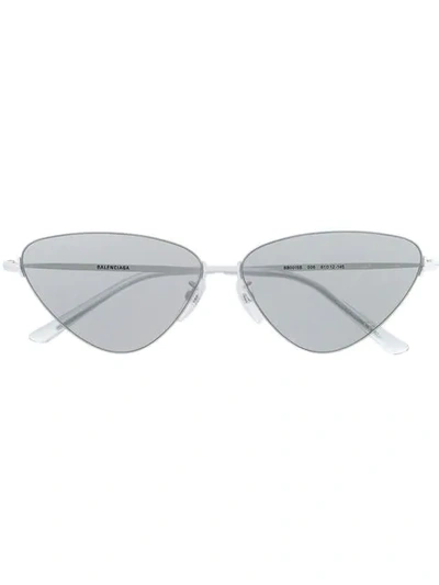 Balenciaga Invisible-logo Cat-eye Metal Sunglasses In Silver