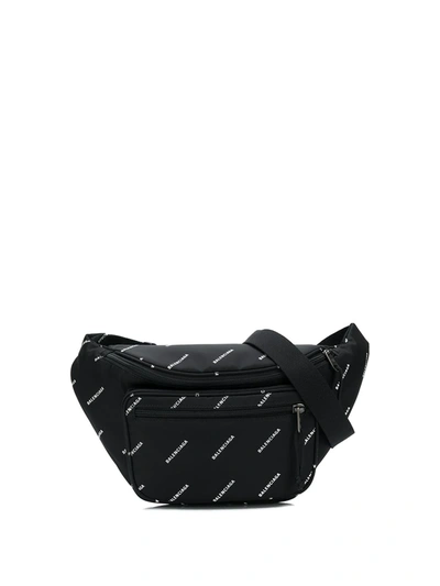 Balenciaga Logo-print Canvas Belt Bag In Black
