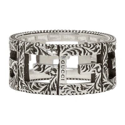Gucci Ring With Square G Motif In Silver