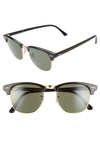 Ray Ban Ray-ban Unisex Polarized Classic Clubmaster Sunglasses, 51mm In Black